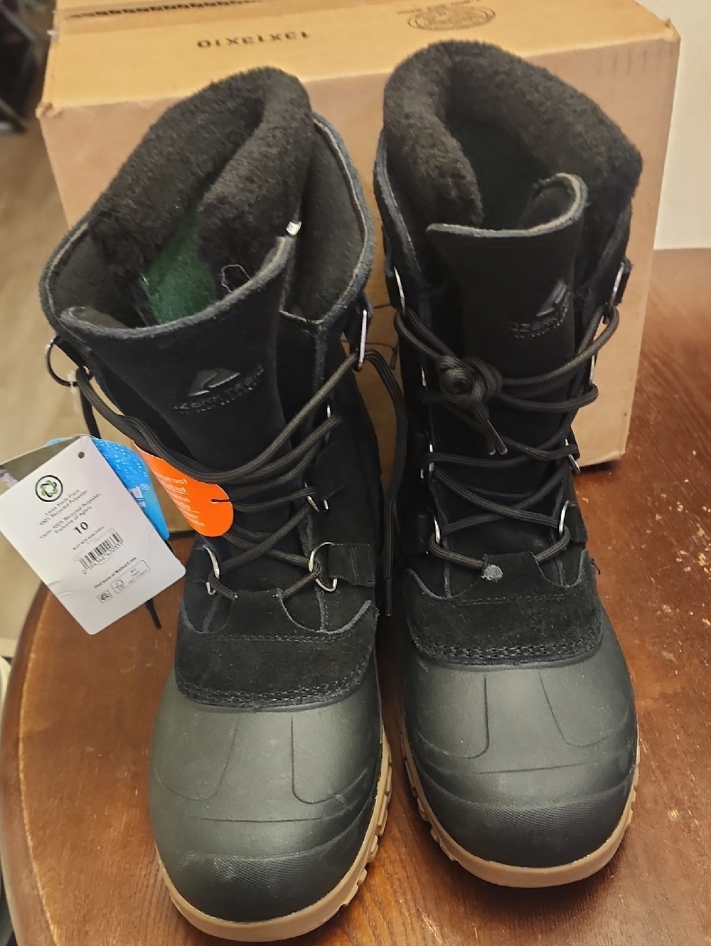 Ozark Trail Black Mens Snow Boots with Tan Sole